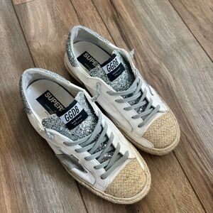 Golden Goose Glitter and Gray Star Sneakers